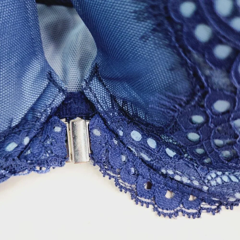 Victoria Secret Bras Size 32DDD Dream‎ Angels Lined Demi Blue Front Closure Lace